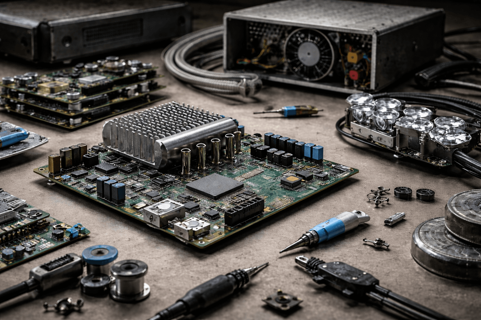 SMT assembly line with PCB board manufacturing
